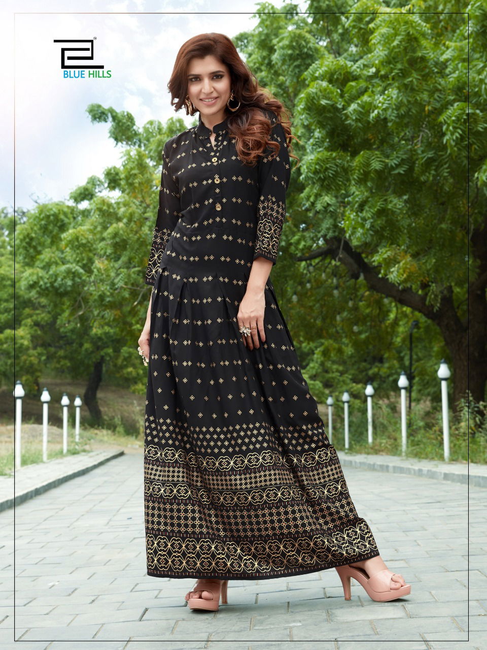 blue hills walkway 7 nx 2 Latest Fancy Designer heavy rayon long gown style kurti